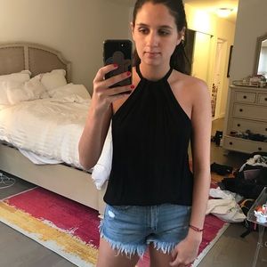 Classy Black Halter Top With Tie Neck